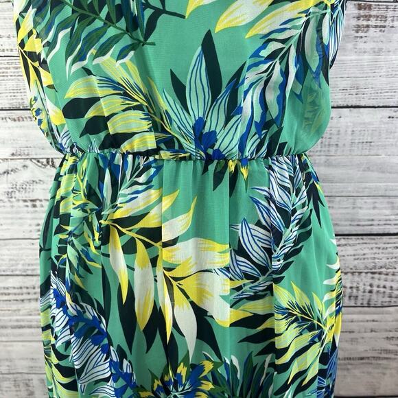 Nine West Dress size 8 Long Maxi Green Yellow Floral Tropical Wedding Hawaiian - Picture 7 of 16